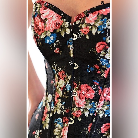 Floral Lace Back Corset Bustier Top - Picture 3 of 12